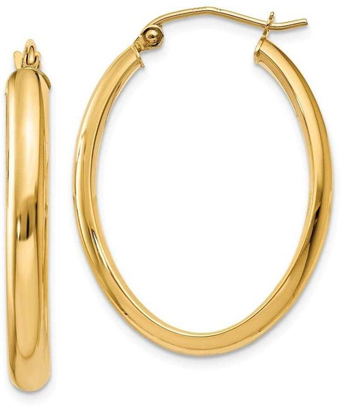 Image of 20mm 14K Yellow Gold Polished 3.5mm Oval Hoop Earrings TC189