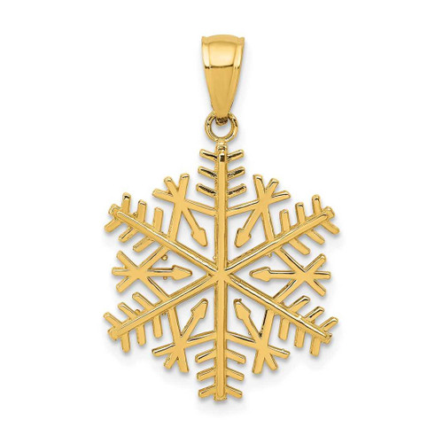 Image of 14K Yellow Gold Polished 3-D Snowflake Pendant