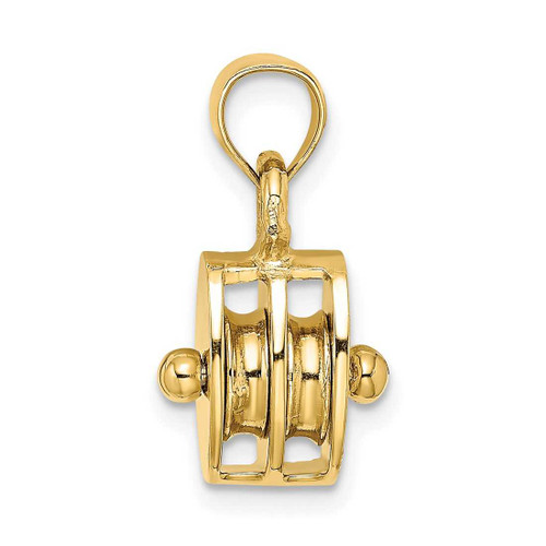 Image of 14K Yellow Gold Polished 3-Dimensional Moveable Pulley Pendant