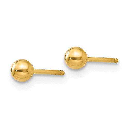 Image of 3mm 14K Yellow Gold Polished 3mm Ball Stud Post Earrings