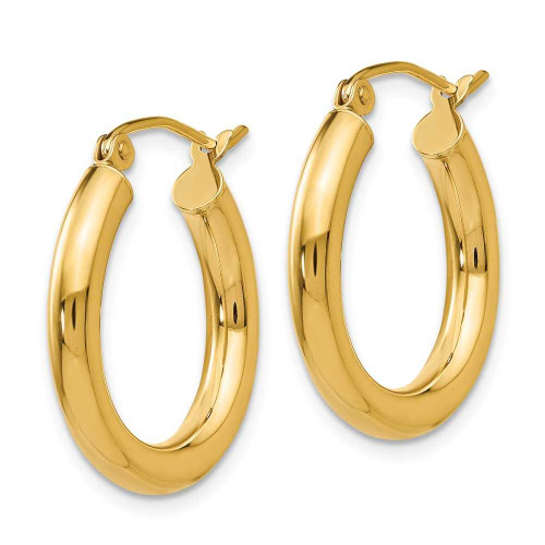Image of 20mm 14K Yellow Gold Polished 3mm Tube Hoop Earrings T938