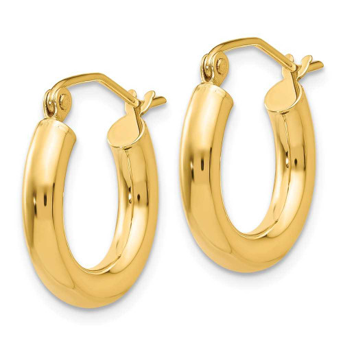 Image of 15mm 14K Yellow Gold Polished 3mm Tube Hoop Earrings T939