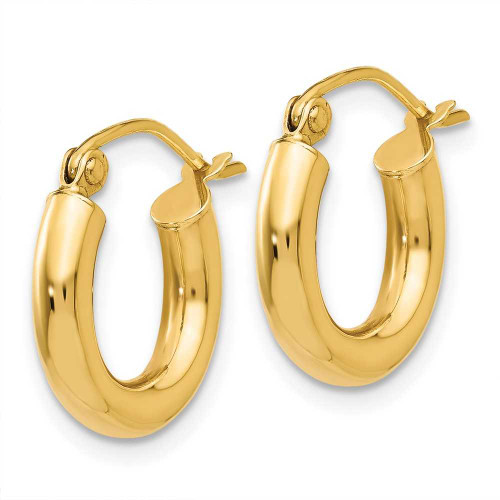 Image of 14mm 14K Yellow Gold Polished 3mm Tube Hoop Earrings T940