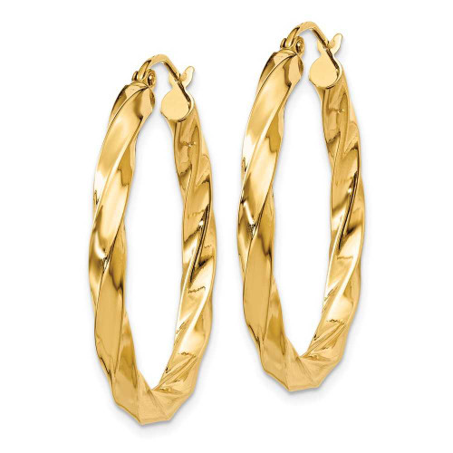 Image of 30mm 14K Yellow Gold Polished 3mm Twisted Hoop Earrings TC361