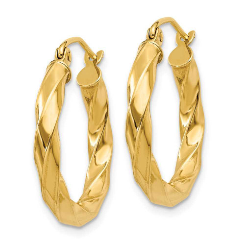 Image of 20mm 14K Yellow Gold Polished 3mm Twisted Hoop Earrings TC366