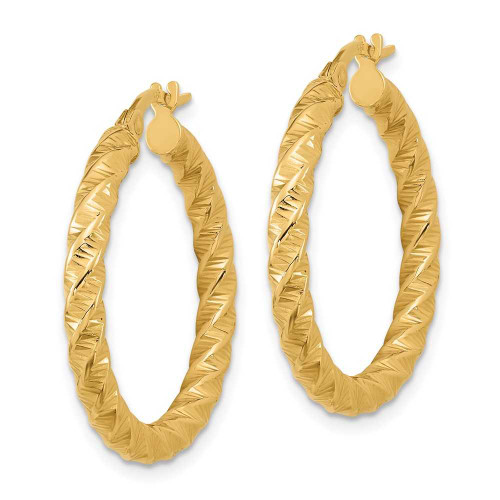 Image of 26.9mm 14K Yellow Gold Polished 3mm Twisted Hoop Earrings TF1145