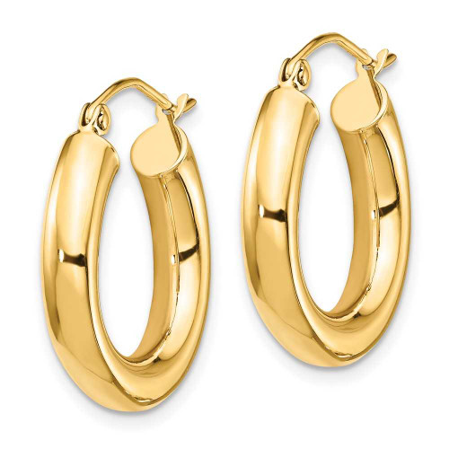 Image of 21.38mm 14K Yellow Gold Polished 4mm Tube Hoop Earrings T1163