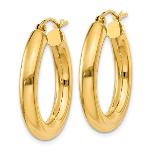 Image of 25mm 14K Yellow Gold Polished 4mm Tube Hoop Earrings T950