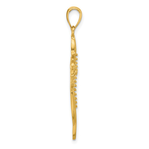 Image of 14K Yellow Gold Polished and Cut-Out Beaded Cross Pendant