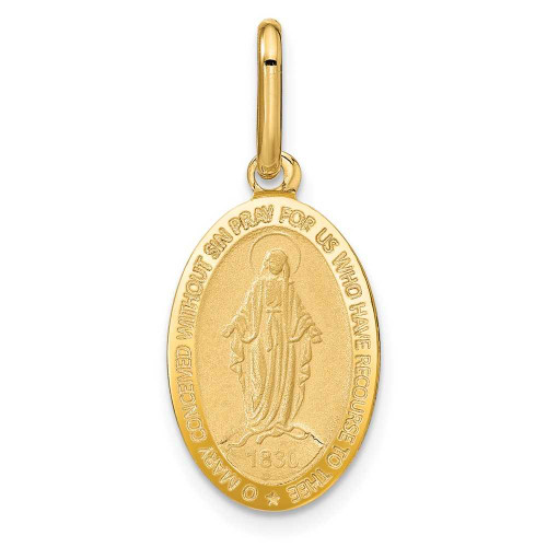 Image of 14K Yellow Gold Polished and Matte Oval Miraculous Medal Pendant LF1618