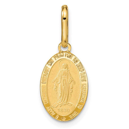 Image of 14K Yellow Gold Polished and Matte Oval Miraculous Medal Pendant LF1622