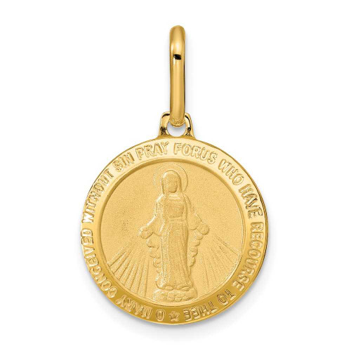 Image of 14K Yellow Gold Polished and Matte Round Miraclous Medal Pendant
