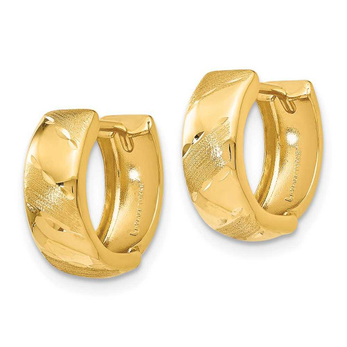 Image of 12mm 14K Yellow Gold Polished and Satin Hinged Hoop Earrings