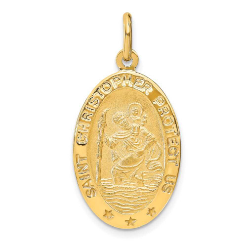 Image of 14k Yellow Gold Polished and Satin Oval St. Christopher Charm 1345