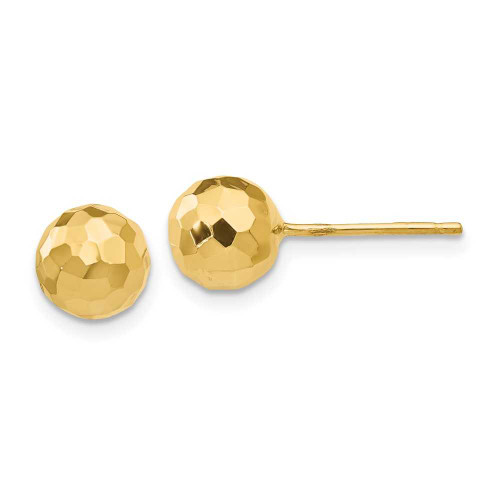 Image of 7mm 14K Yellow Gold Polished and Shiny-Cut 7mm Ball Stud Post Earrings