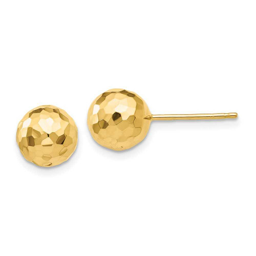 Image of 8mm 14K Yellow Gold Polished and Shiny-Cut 8mm Ball Stud Post Earrings