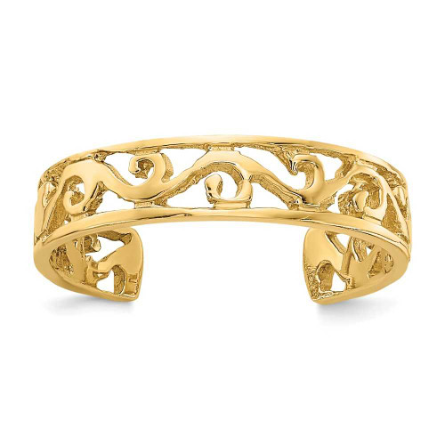 Image of 14K Yellow Gold Polished and Shiny-cut Cutout Pattern Toe Ring