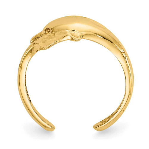 Image of 14K Yellow Gold Polished and Shiny-cut Dolphin Toe Ring