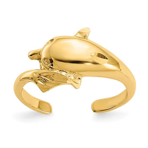 Image of 14K Yellow Gold Polished and Shiny-cut Dolphin Toe Ring