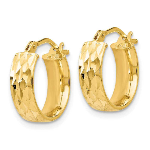 Image of 14mm 14K Yellow Gold Polished and Shiny-Cut Hoop Earrings LE1252