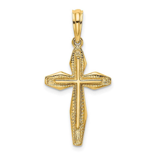 Image of 14K Yellow Gold Polished and Textured Cross Pendant