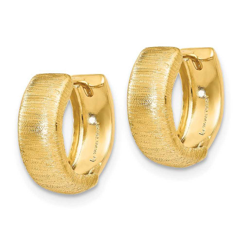 Image of 14mm 14K Yellow Gold Polished and Textured Hinged Hoop Earrings LE933
