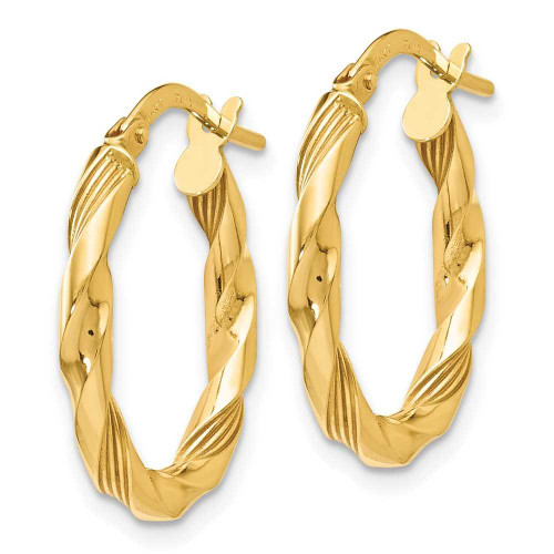 Image of 20mm 14K Yellow Gold Polished and Textured Hoop Earrings LE1213