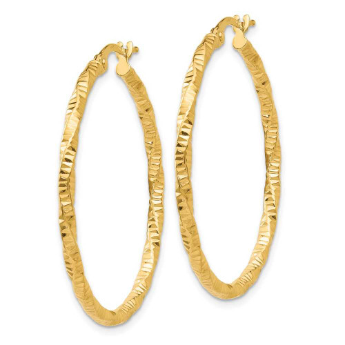 Image of 35mm 14K Yellow Gold Polished and Textured Hoop Earrings TH672