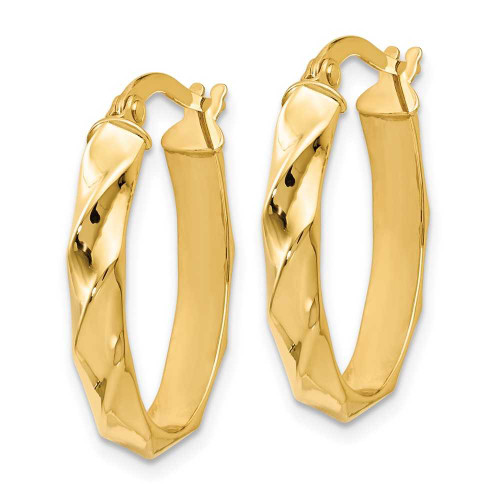 Image of 22mm 14K Yellow Gold Polished and Twisted Oval Hoop Earrings