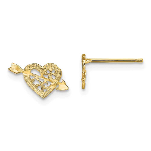 Image of 7mm 14K Yellow Gold Polished Arrow & Heart Stud Post Earrings