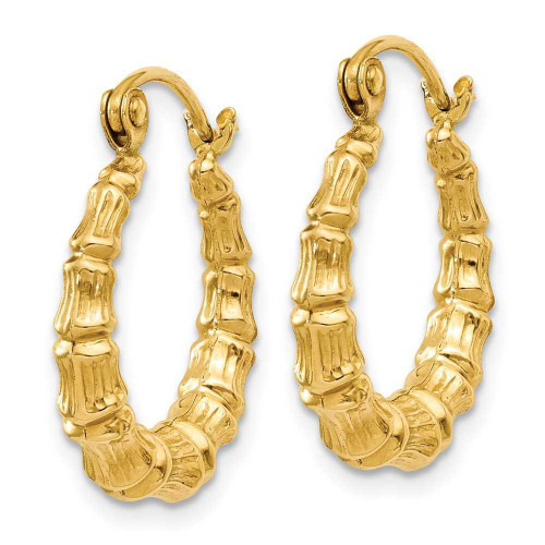 Image of 11mm 14K Yellow Gold Polished Bamboo-Style Design Hollow Hoop Earrings S824
