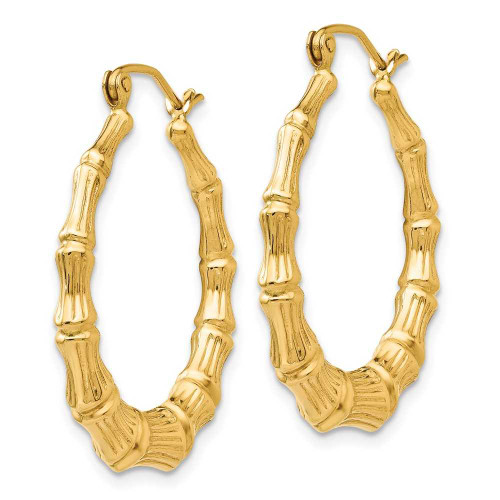 Image of 20mm 14K Yellow Gold Polished Bamboo-Style Hoop Earrings S1515