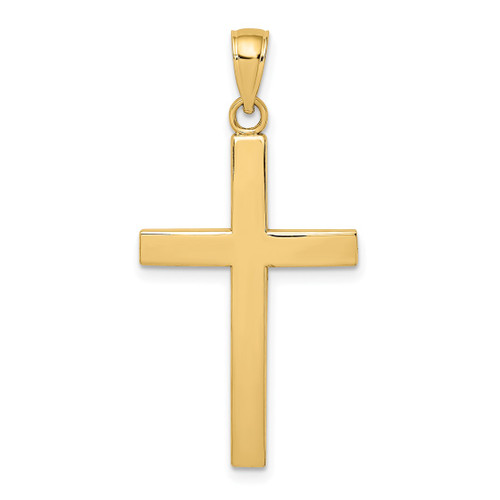 Image of 14K Yellow Gold Polished Beveled Cross Pendant