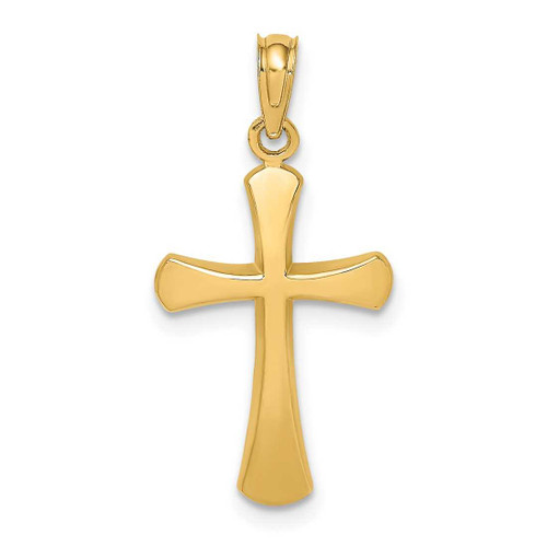Image of 14K Yellow Gold Polished Beveled Cross w/ Round Tips Pendant K8523