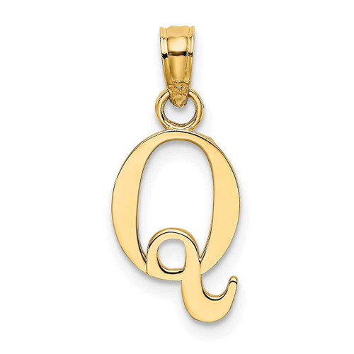 Image of 14K Yellow Gold Polished Block Letter Q Initial Pendant