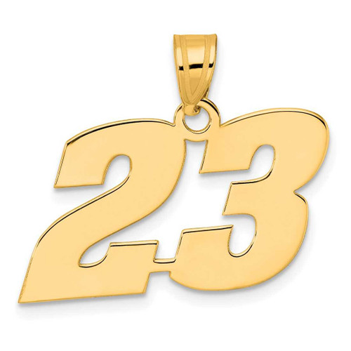 Image of 14K Yellow Gold Polished Block Number 23 Pendant