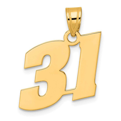 Image of 14K Yellow Gold Polished Block Number 31 Pendant