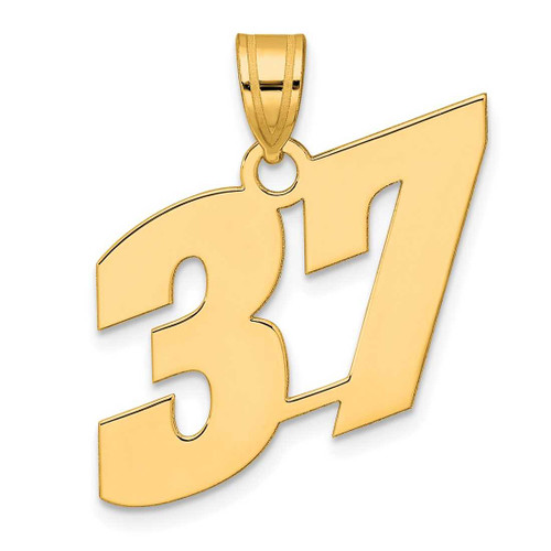 Image of 14K Yellow Gold Polished Block Number 37 Pendant