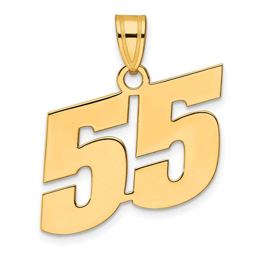 Image of 14K Yellow Gold Polished Block Number 55 Pendant