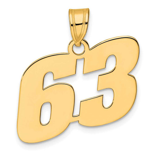 Image of 14K Yellow Gold Polished Block Number 63 Pendant