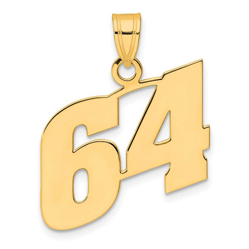 Image of 14K Yellow Gold Polished Block Number 64 Pendant