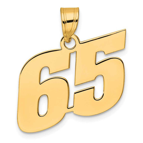 Image of 14K Yellow Gold Polished Block Number 65 Pendant