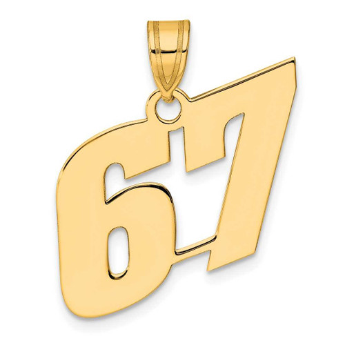 Image of 14K Yellow Gold Polished Block Number 67 Pendant