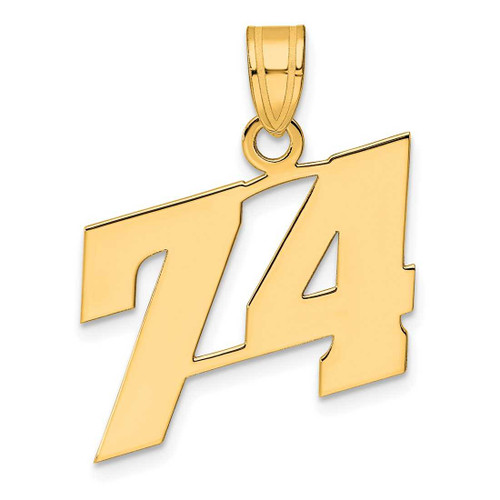 Image of 14K Yellow Gold Polished Block Number 74 Pendant