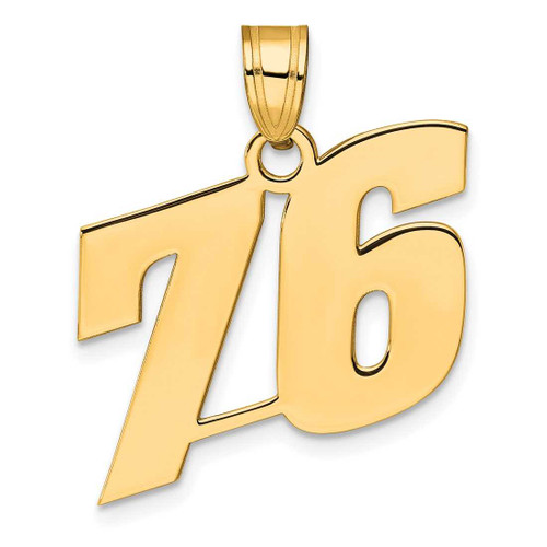 Image of 14K Yellow Gold Polished Block Number 76 Pendant