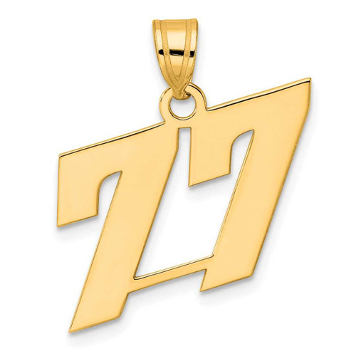 Image of 14K Yellow Gold Polished Block Number 77 Pendant