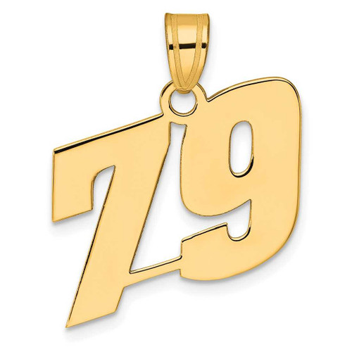 Image of 14K Yellow Gold Polished Block Number 79 Pendant