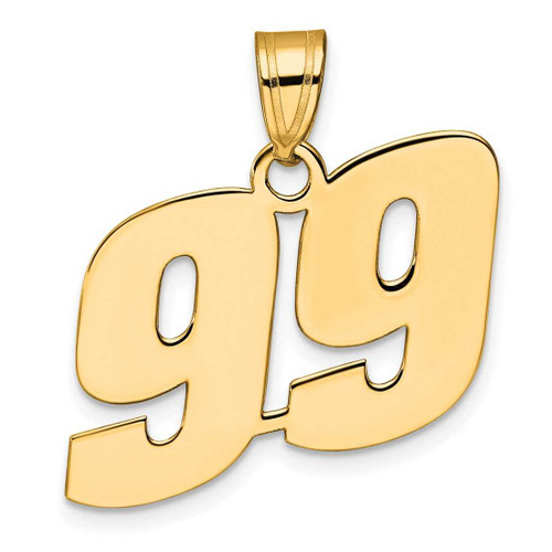 Image of 14K Yellow Gold Polished Block Number 99 Pendant