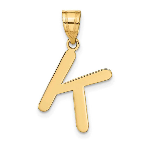 Image of 14K Yellow Gold Polished Bubble Letter K Initial Pendant