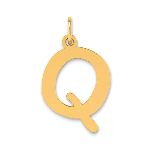 Image of 14K Yellow Gold Polished Bubble Letter Q Initial Pendant